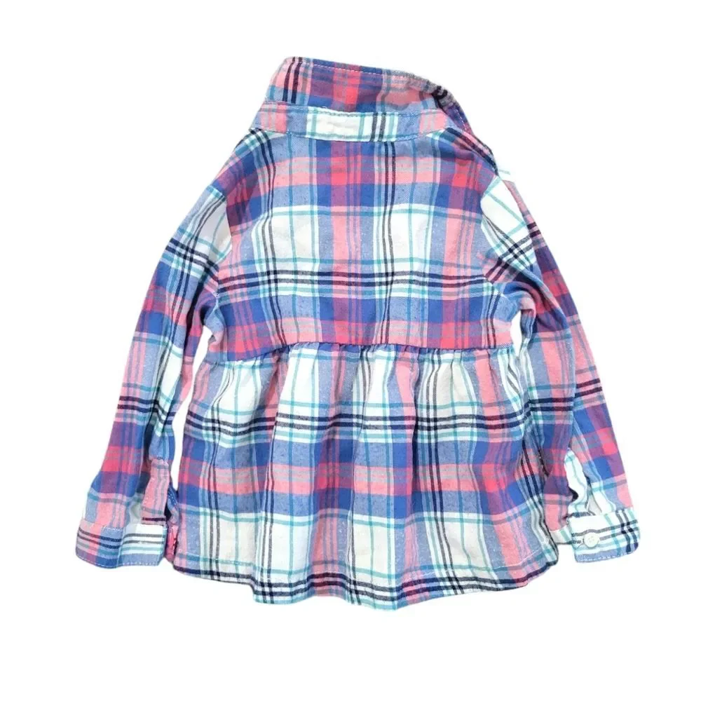 Carter's Blue and Pink Plaid Top Size 24 Months